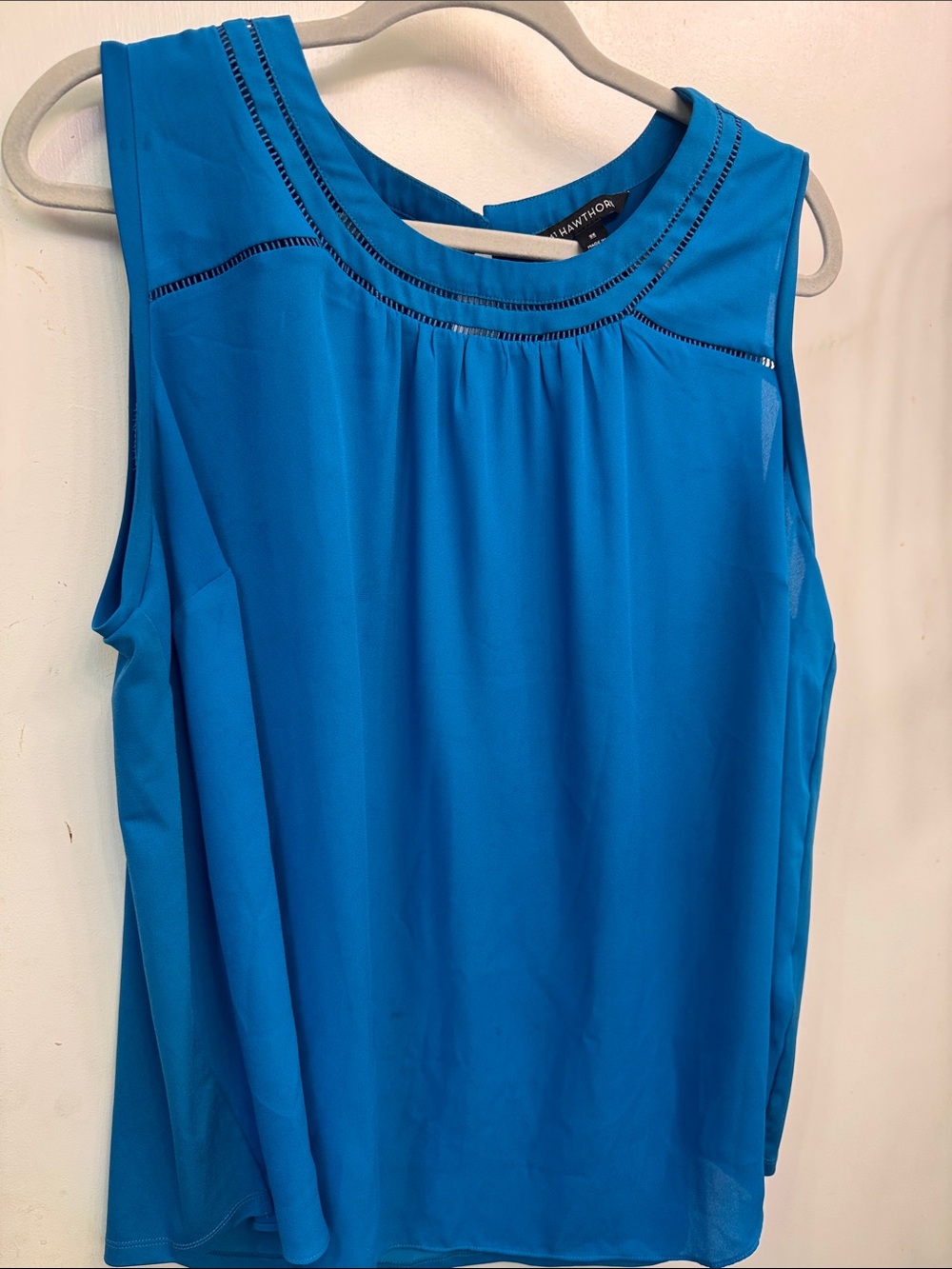 41 Hawthorn Bright Blue Sleeveless Yoke Detail Blouse